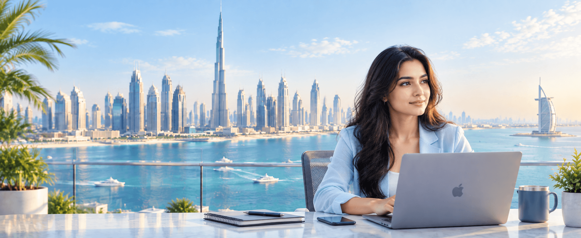 Global Entrepreneur in Dubai Overlooking Burj Khalifa